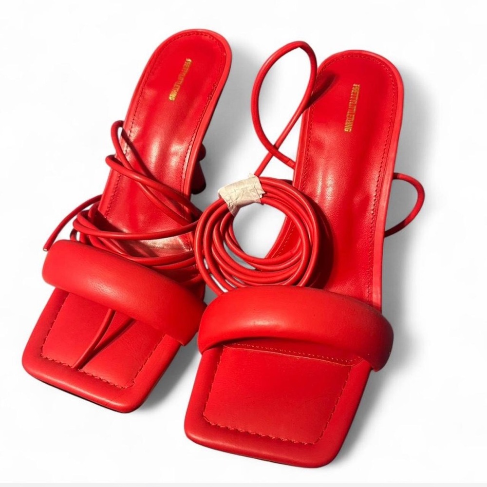 PrettyLittleThing Red Lace Up Heels